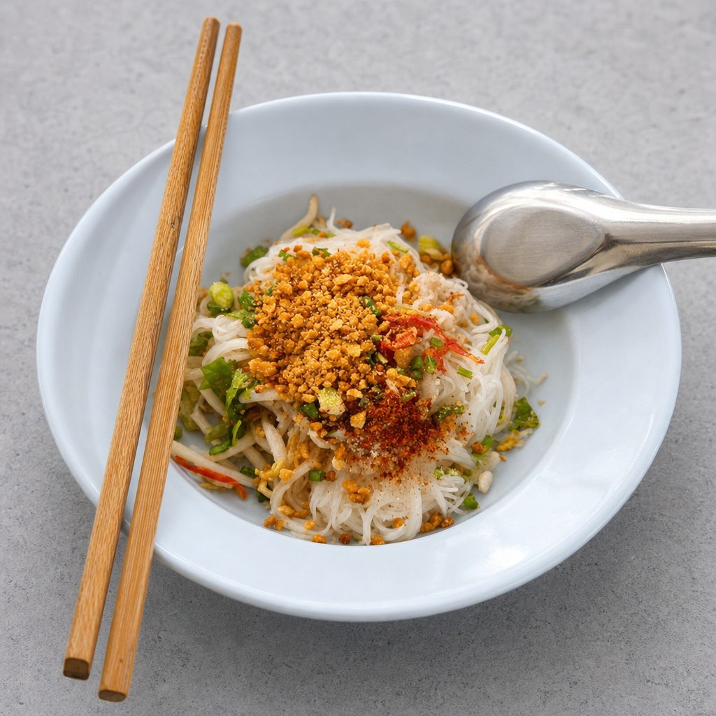 D6. Stir Fry Pork over Vermicelli (Bun Heo Xao).
