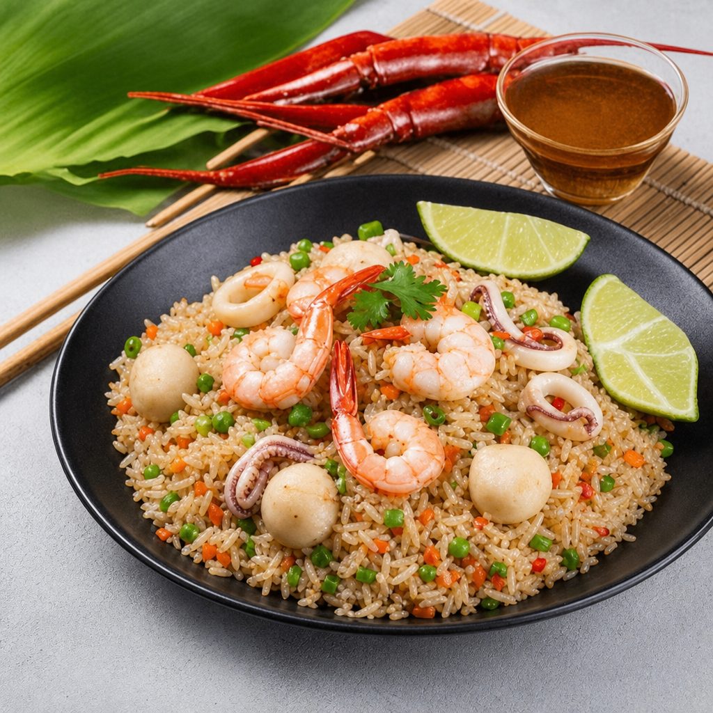 C11. Seafood (Shrimp, Squid, Fishballs) Fried Rice (CC HS).