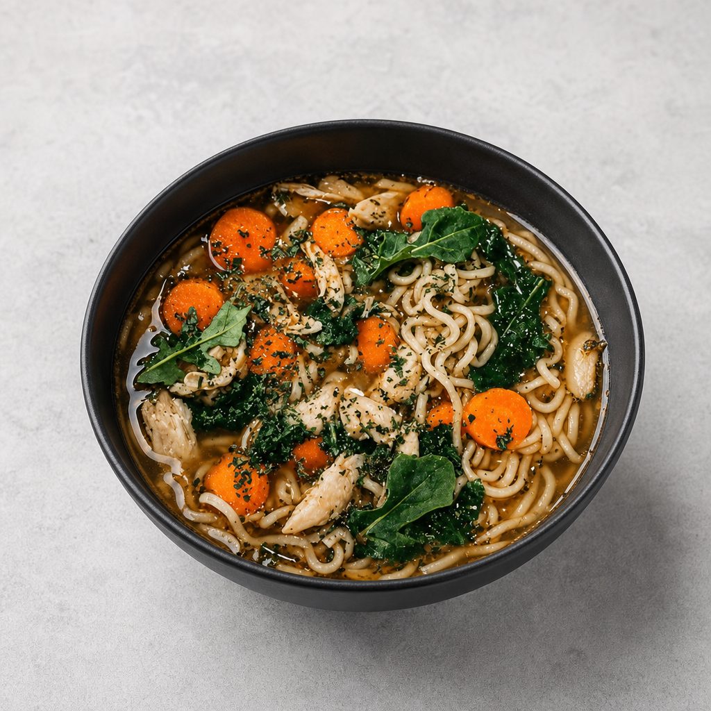 P17. Chicken, Vegetables Noodle Soup (GA, Rau).
