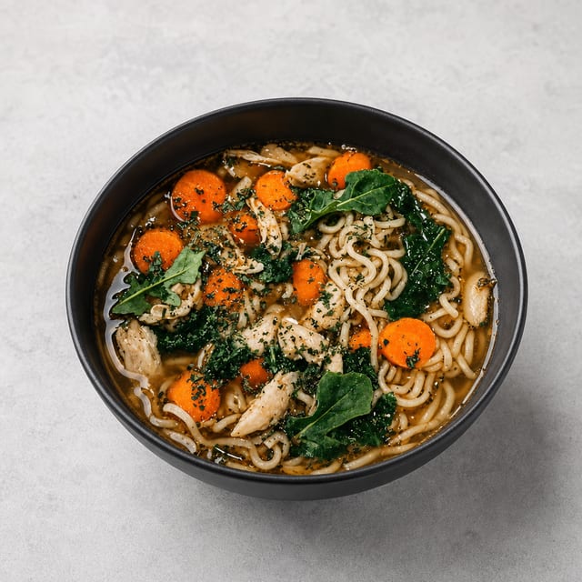 P17. Chicken, Vegetables Noodle Soup (GA, Rau).